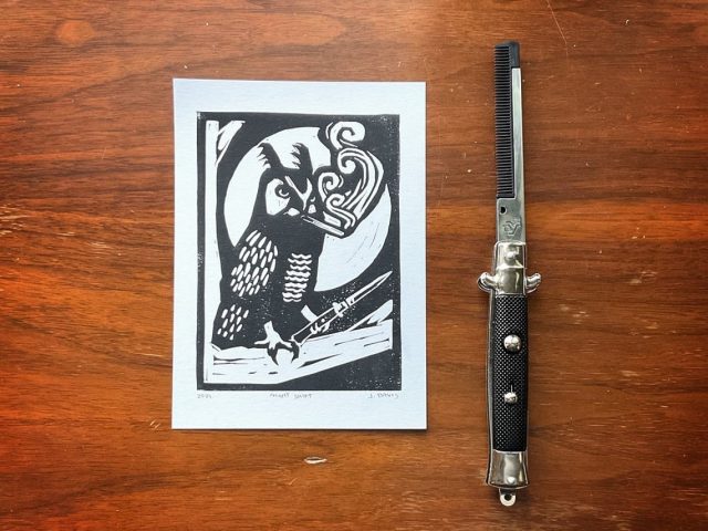 Switchblade owl art print